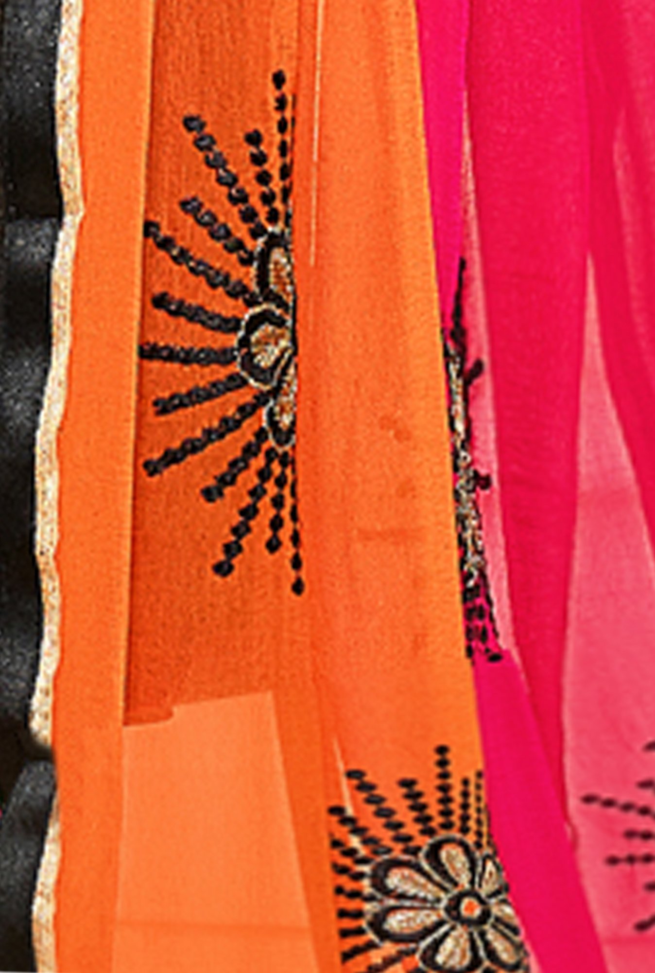 Saree Mall Black & Pink Embroidered Cotton Dress Material