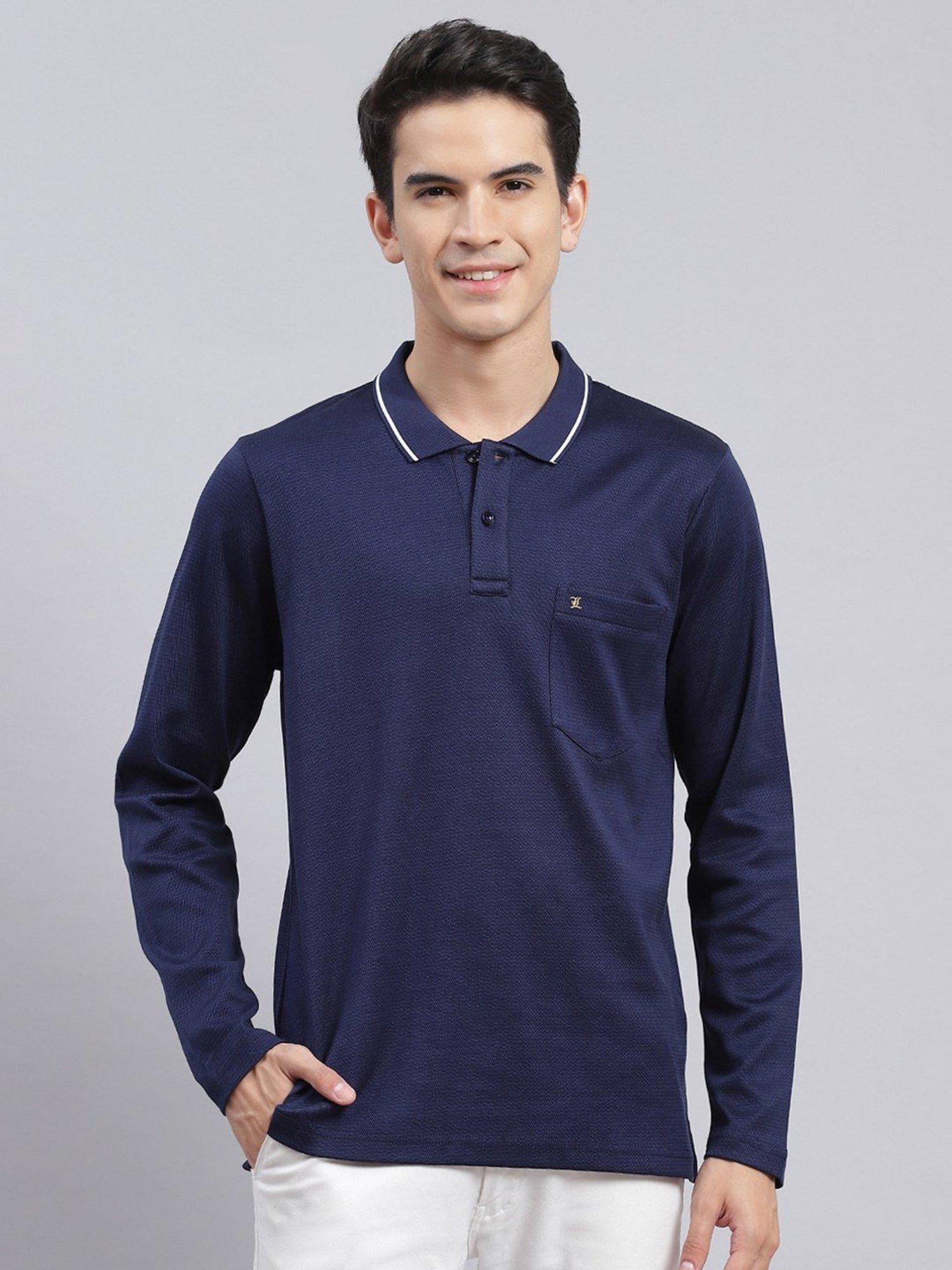 Monte Carlo Navy Cotton Regular Fit Polo T-Shirt
