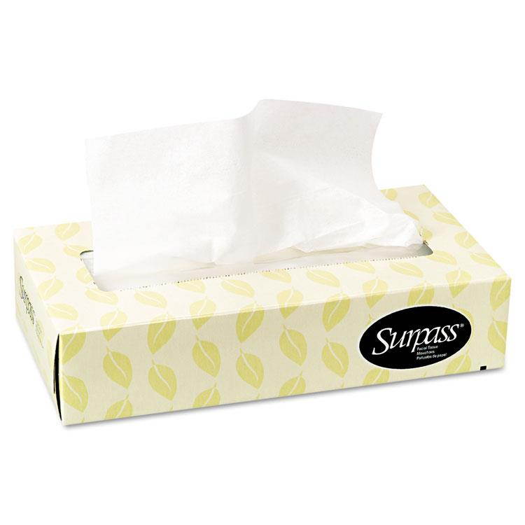 Surpass Facial Tissue, 2-Ply, Flat Box, 100/Box, 30 Boxes/Carton