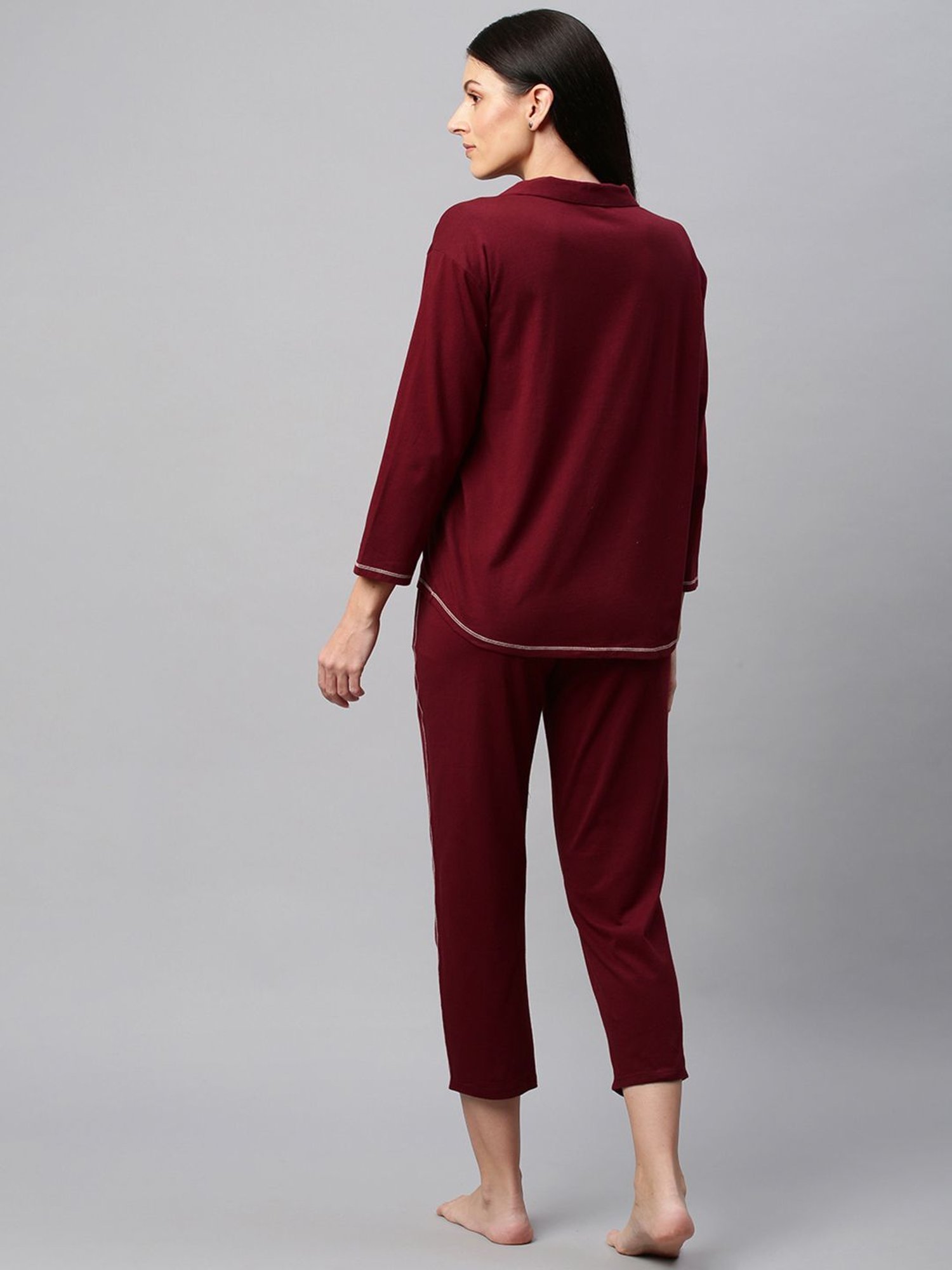 Chemistry Burgundy Cotton Shirt With Capris