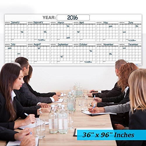 Jumbo Wall Calendar 36x96-Inch Laminated Dry or Wet Erase Year Planner