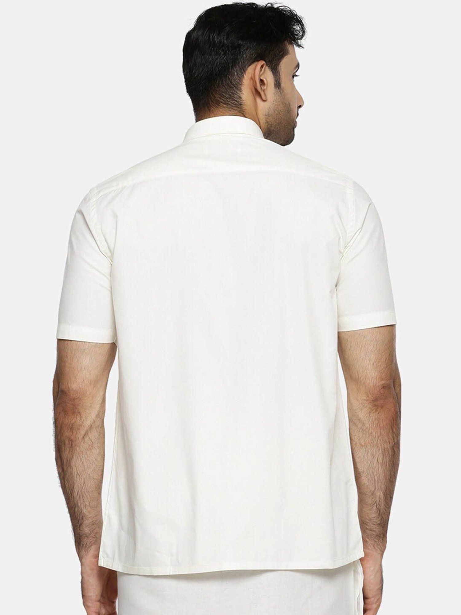 Ramraj Cream Cotton Regular Fit Shirt