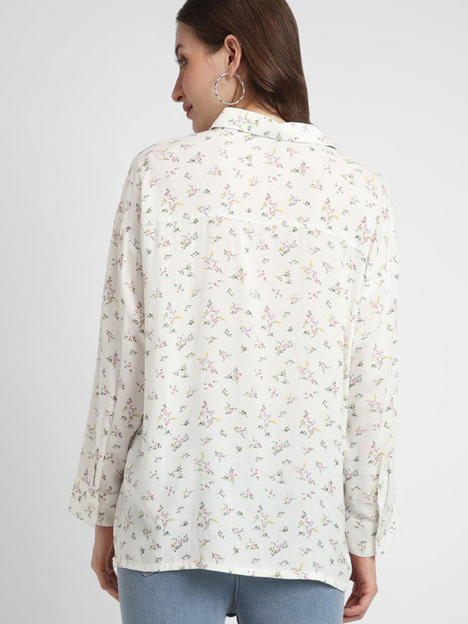 Forever 21 White Floral Print Shirt