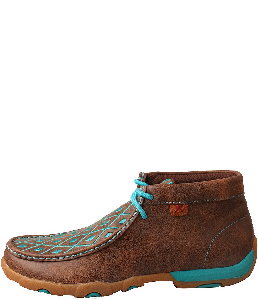 Twisted X Women's Turquoise Embroidered Chukka Driving Mocs