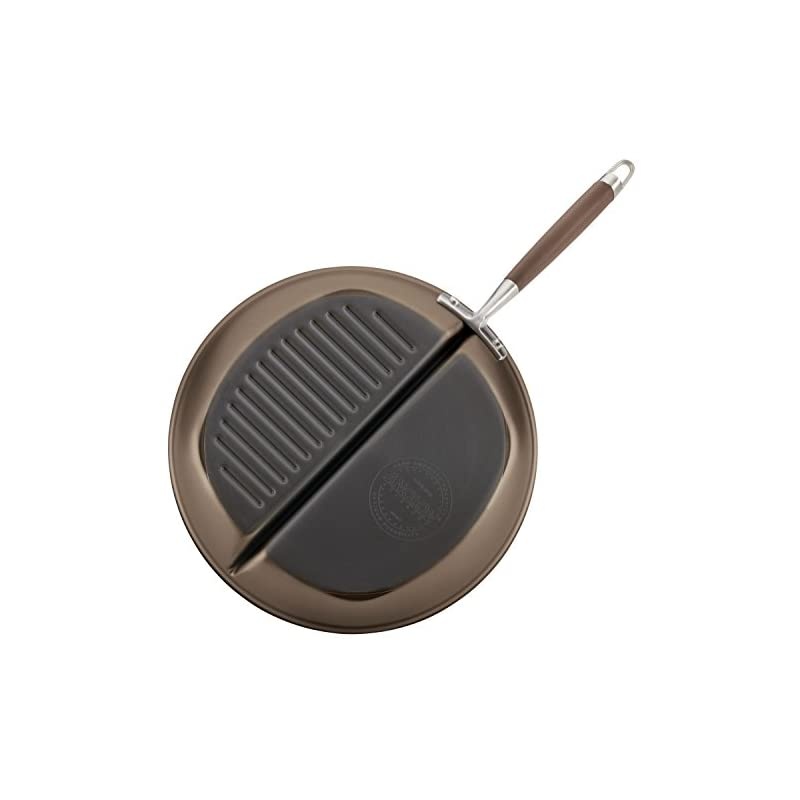 Advanced Hard Anodized Nonstick Divided Grill / Griddle Pan / Skillet - 12.5 Inch, Bronze,84122