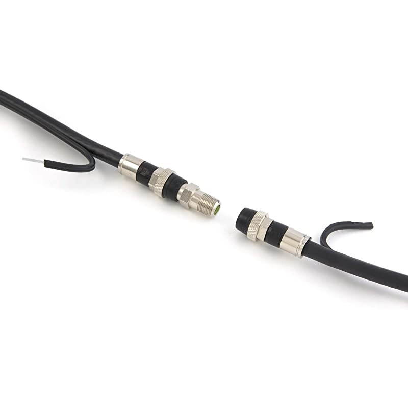 Black RG6 with Messenger Digital Coaxial Cable Shielded PVC Jacket FIRE Rated UL CATV RoHS 75 Ohm RG6 Digital Audio Video Coaxial Cable with Premium Metal Compression F-Connectors