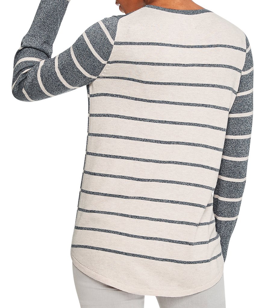 NIC + ZOE Vital Crew Neck Long Sleeve Contrast Striped Sweater