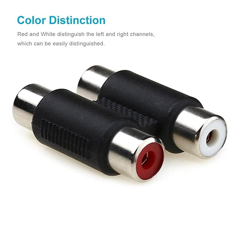 2PCS  Dual Female to Female RCA Jack Extension Cable Adapter Coupler Connector
