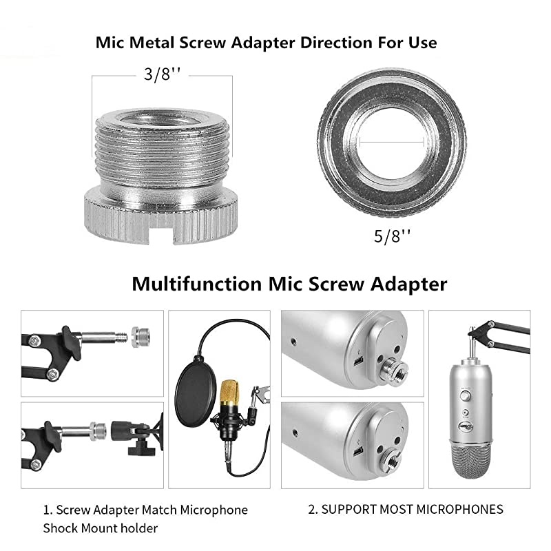 Microphone Arm Stand for Blue Yeti Snowball Ice Suspension Boom Scissor with Mic Filter, Mic Clip,Shock Mount, Adjustable Mic Boom Scissor Arm Stands,Radio Broadcasting and Recording
