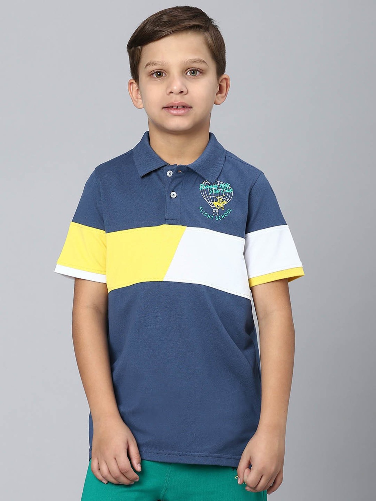 Beverly Hills Polo Club Kids Blue Color Block Polo T-Shirt
