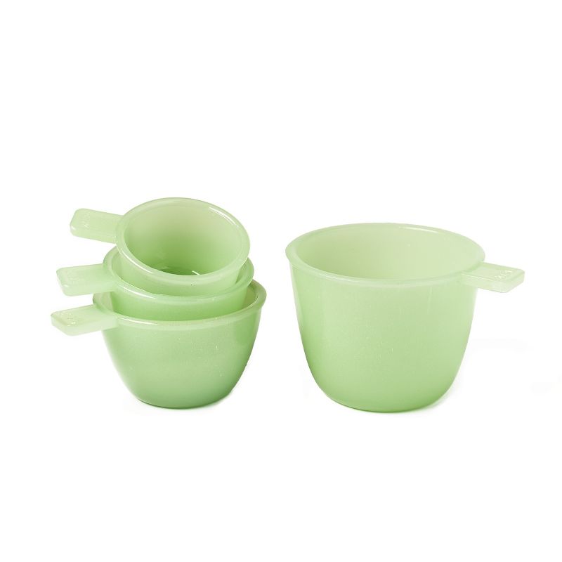 Lakeside Set of 4 Jade Green Glass Measuring Cups - Vintage Country Kitchen Accents