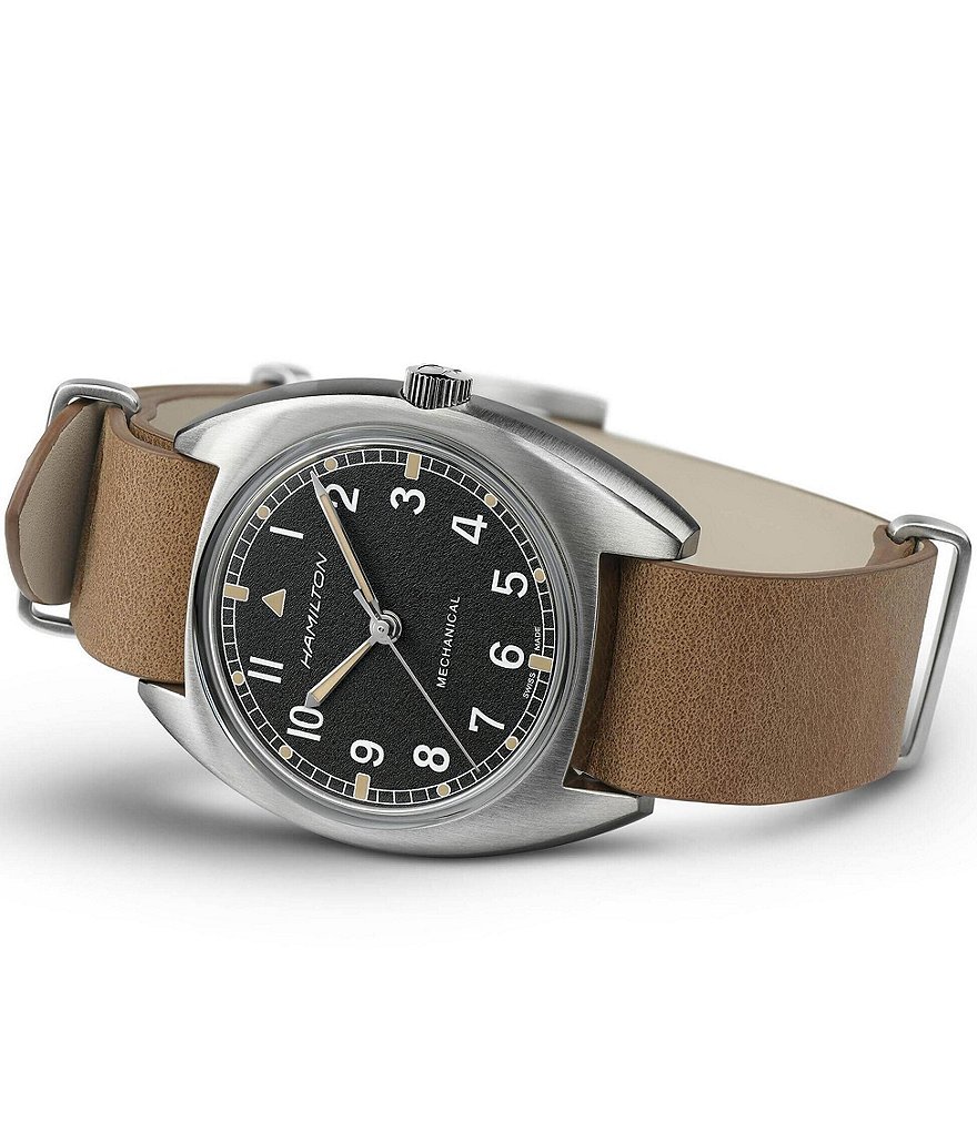 Hamilton Khaki Aviation Pilot Pioneer Mechanical Leather Strap Watch