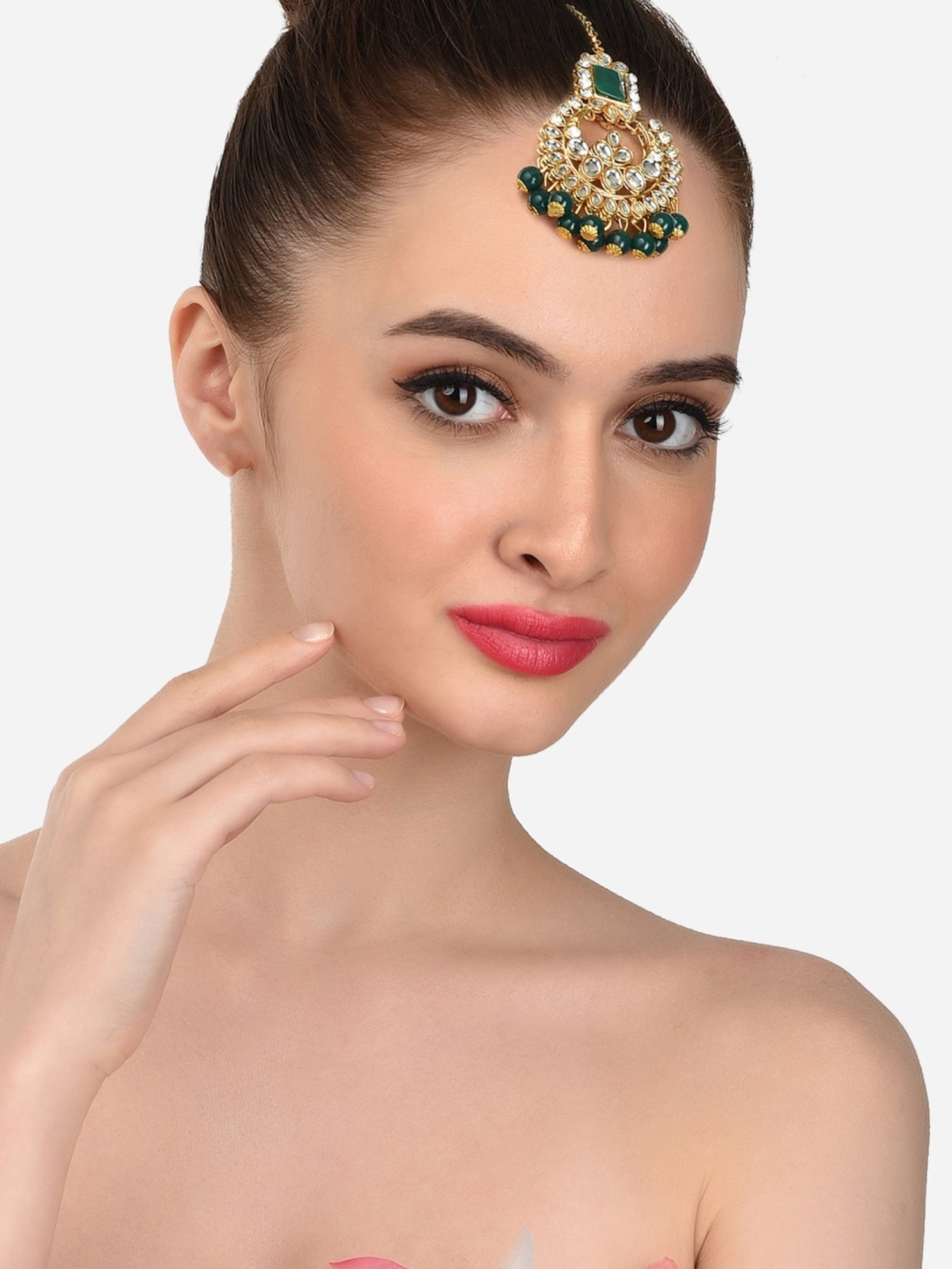 Zaveri Pearls Combo of 3 Gold Tone Kundan Maangtikka-ZPFK13092