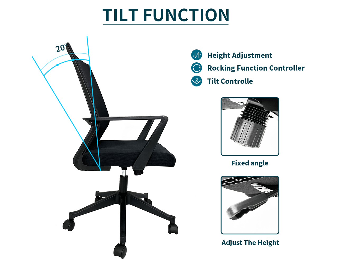 GIAS Office Chair Ergonomic Mesh Desk Computer Chair Lumbar Support Comfortable Executive Swivel Chair,black