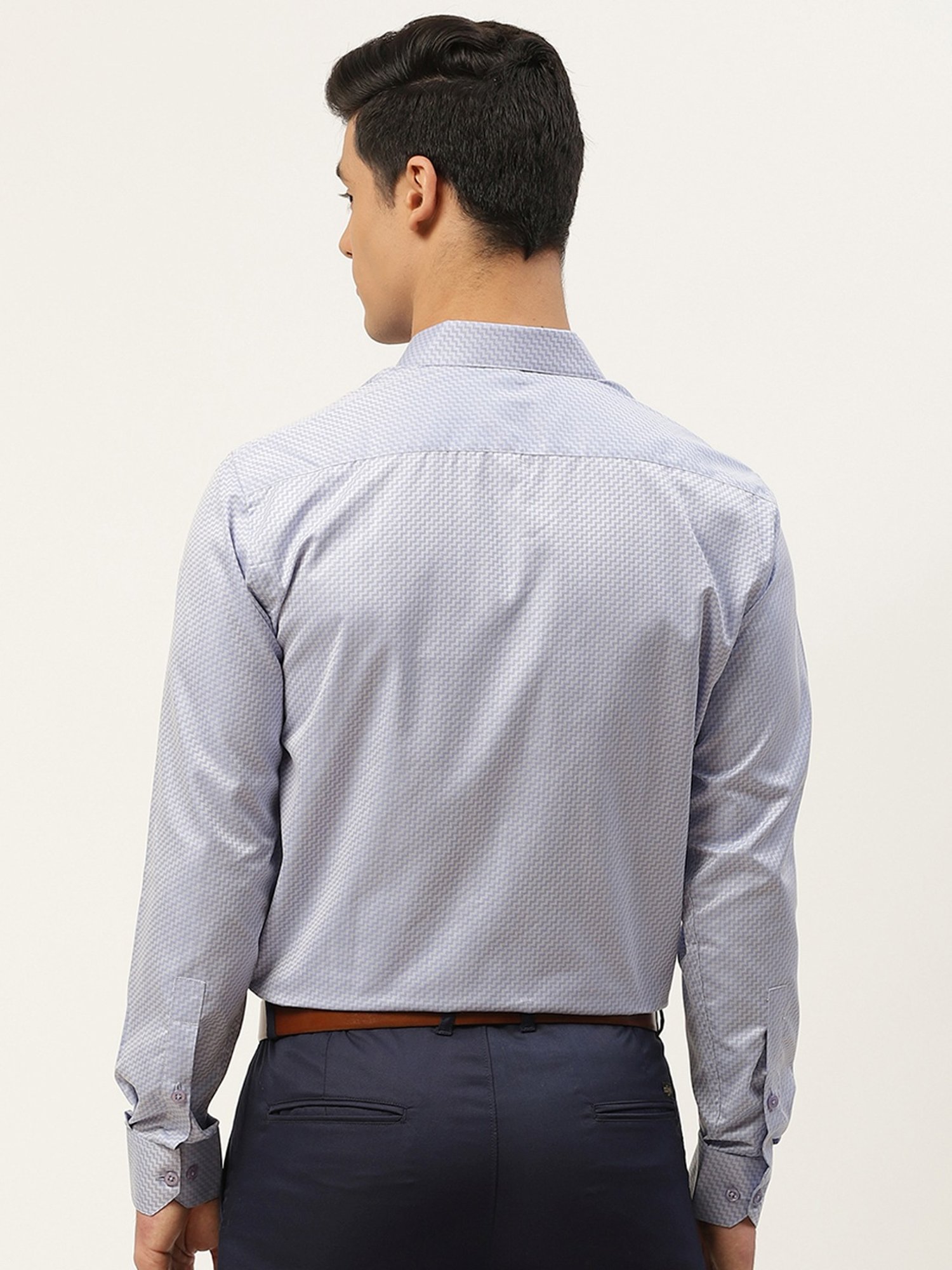 Sojanya Blue Cotton Regular Fit Self Pattern Shirt