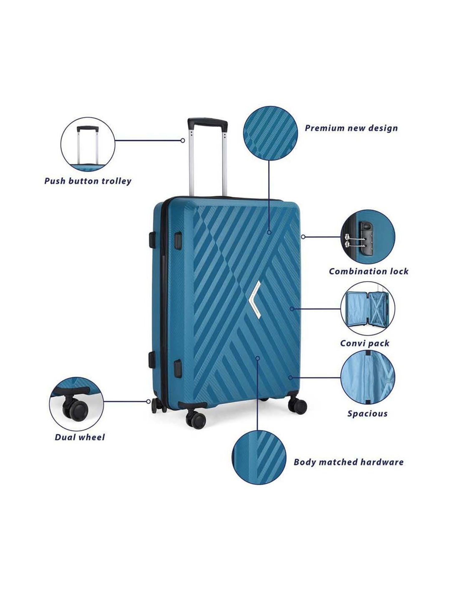 Aristocrat Blue Large Hard Cabin Trolley - 49 cm