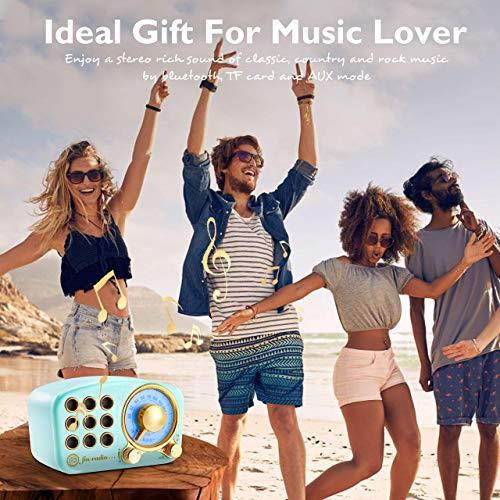 Retro Bluetooth Speaker Vintage Radio FM Radio with Old Fashioned Classic Style Strong Bass Enhancement Loud Volume Bluetooth 42 Wireless Connection TF Card and MP3 Player Blue