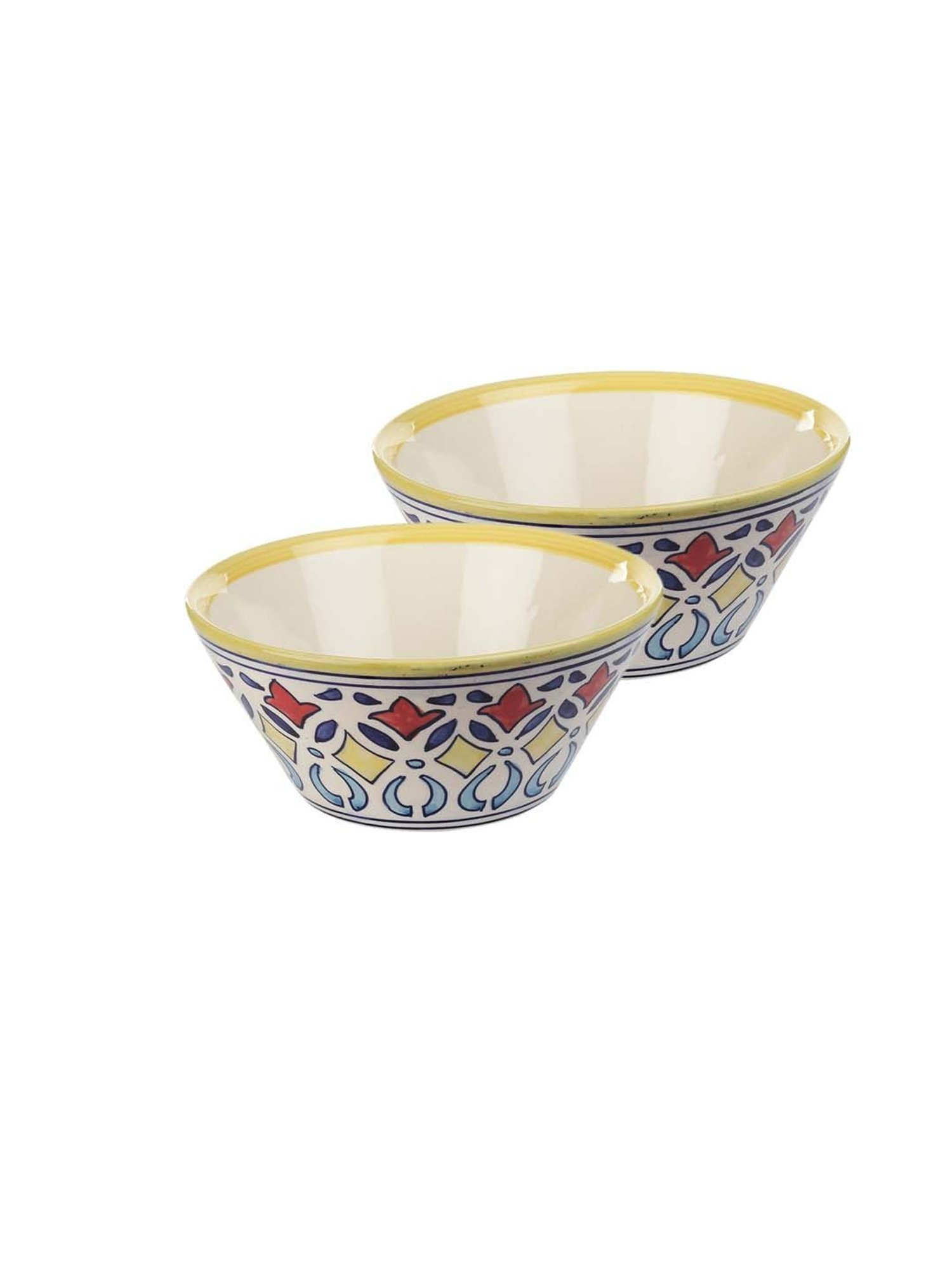 VarEesha Rangriti Red & Yellow Ceramic Serving Bowls (750 ml) - Set of 2