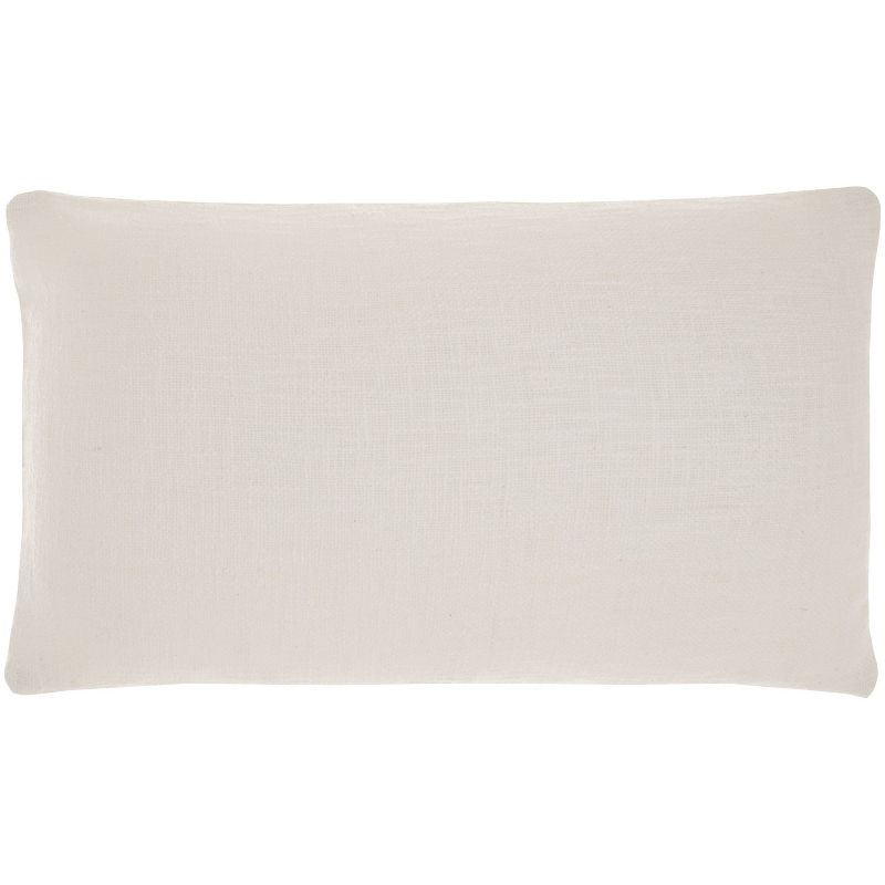 14"x24" Oversized Life Styles Solid Woven Cotton Lumbar Throw Pillow White - Mina Victory