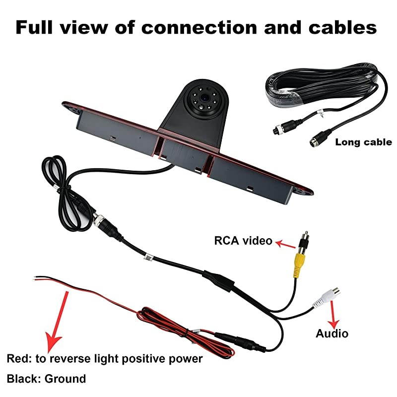 Brake Light Backup Camera System Compatible for Transporter W906 2007-2018/Crafter Truck Vans 2007-2016 (with 7 inch Monitor)