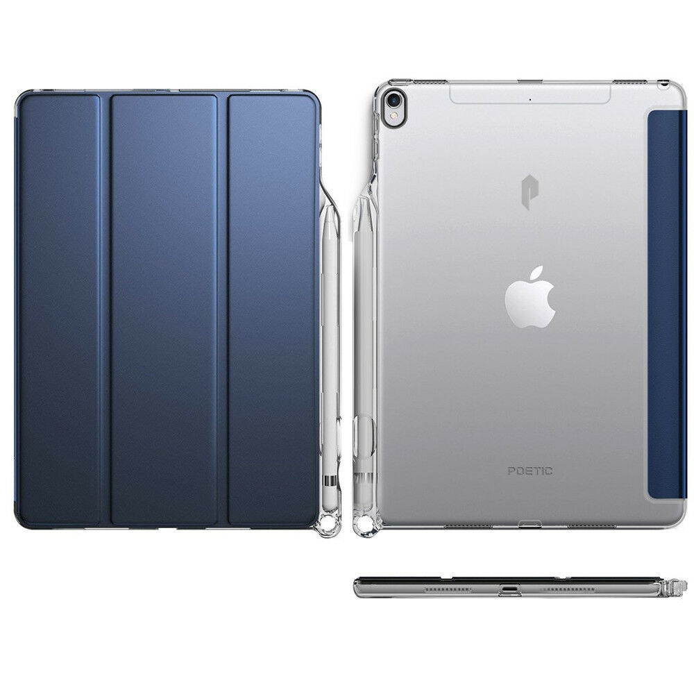 For Apple iPad Pro 10.5 Soft Silicone Back Case Smart Trifold Cover Blue
