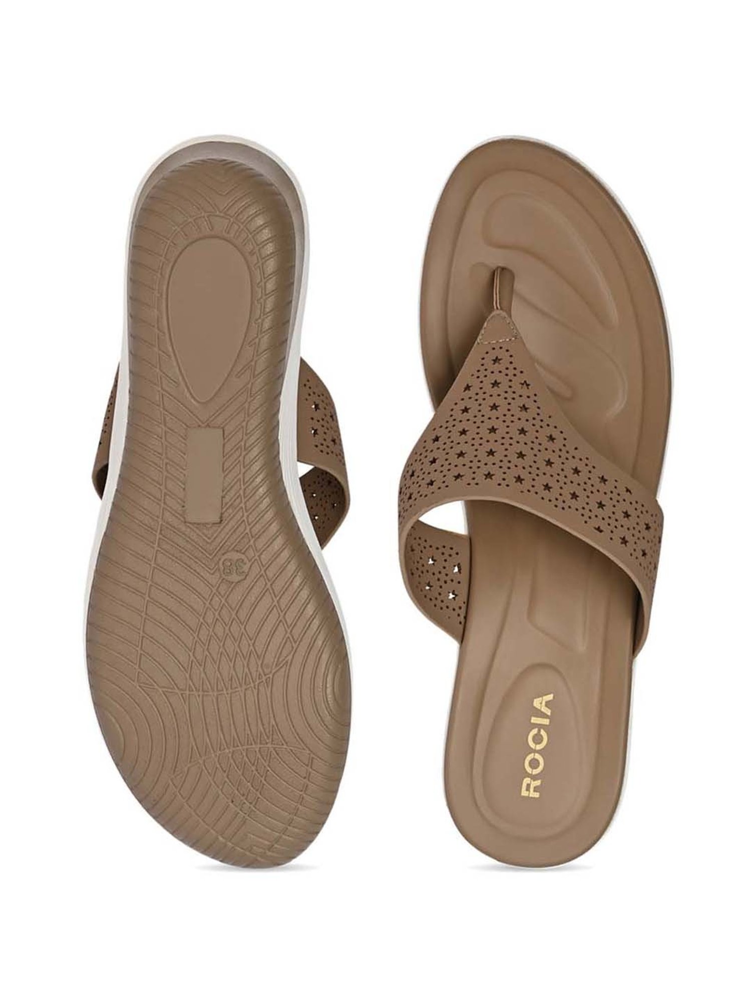 Rocia by Regal Women's Beige Thong Wedges