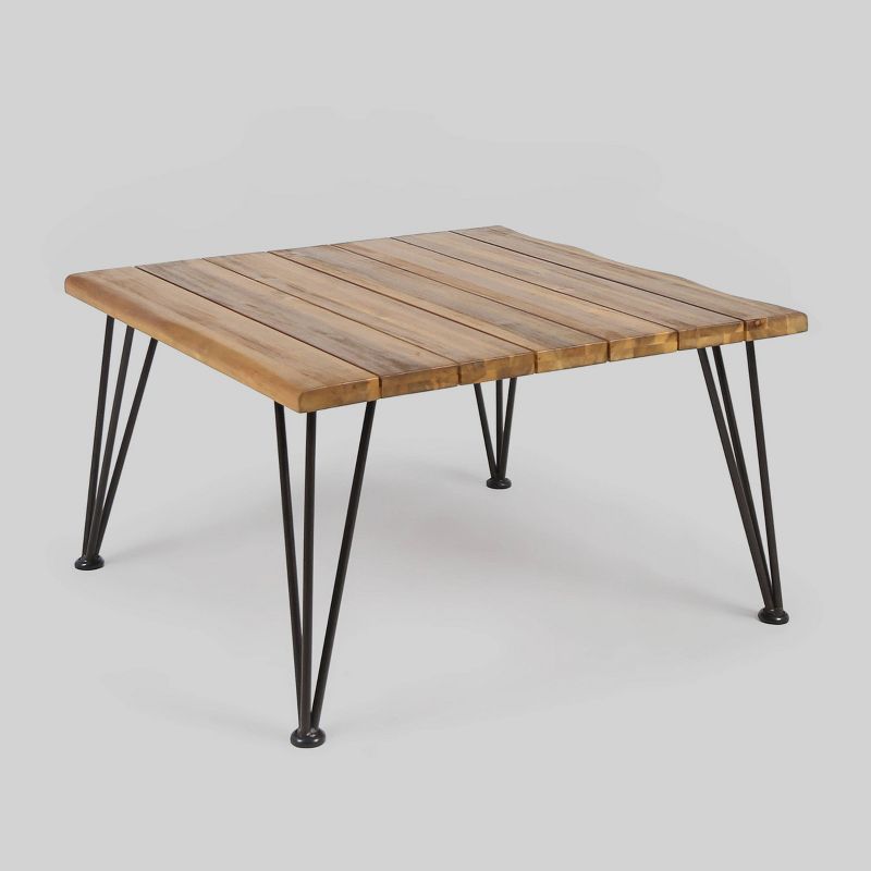 Zion Acacia Wood Square Patio Coffee Table - Teak - Christopher Knight Home