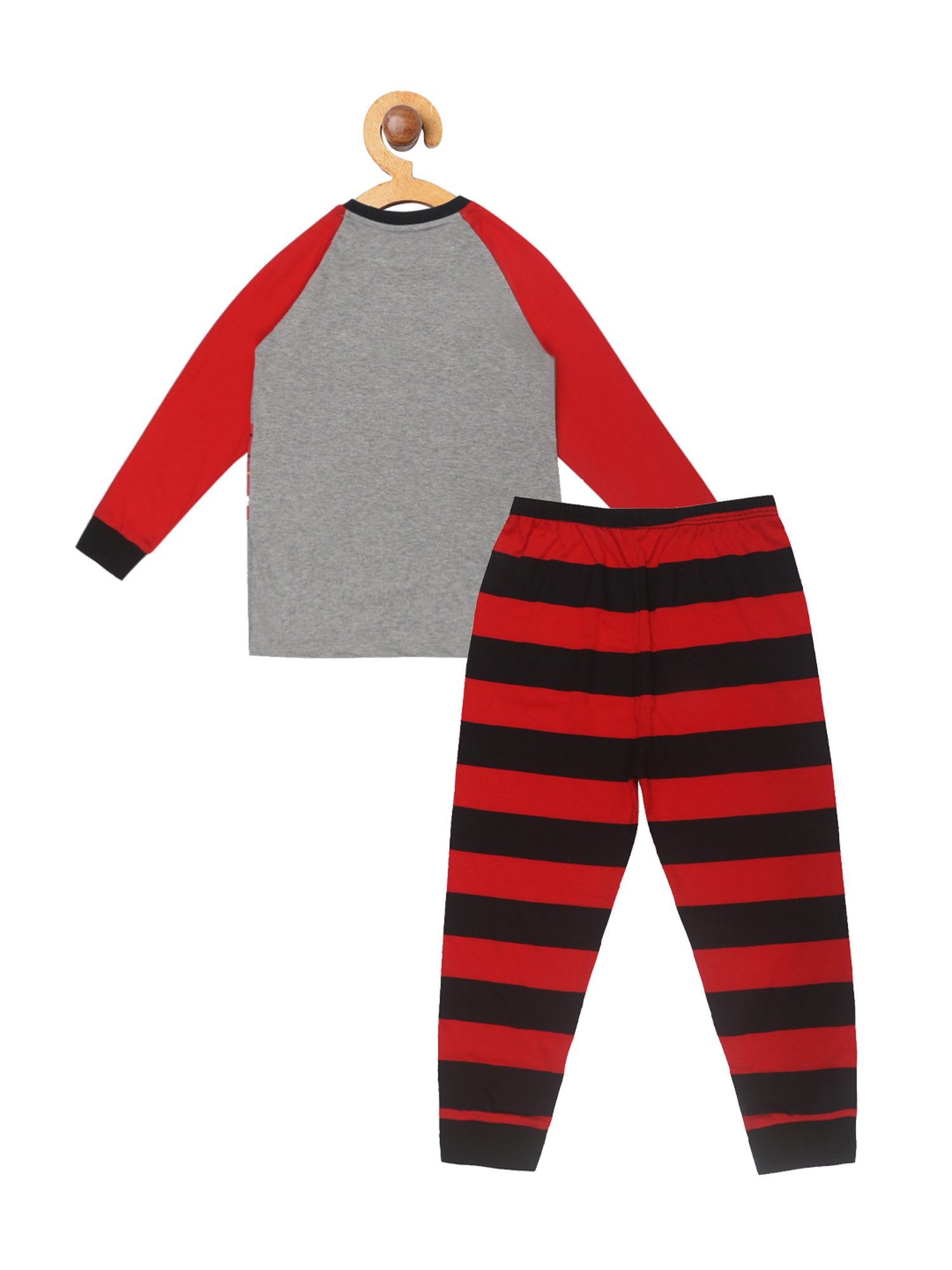 Lazy Shark Boys Grey & Red Printed T-Shirt with Pants