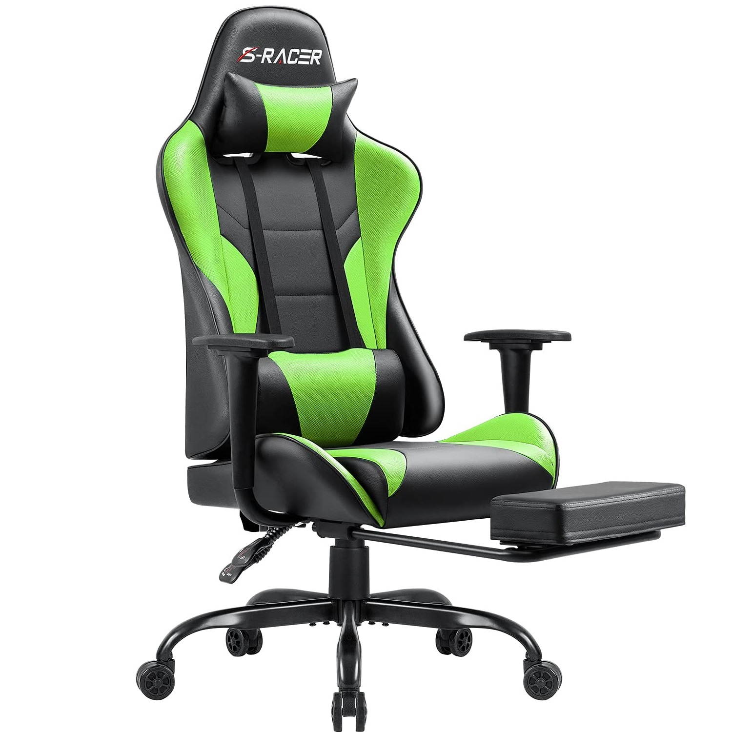 Homall Gaming Chair Computer Office Chair Ergonomic Desk Chair with Footrest Racing Executive Swivel Chair Adjustable Rolling Task Chair (Green)
