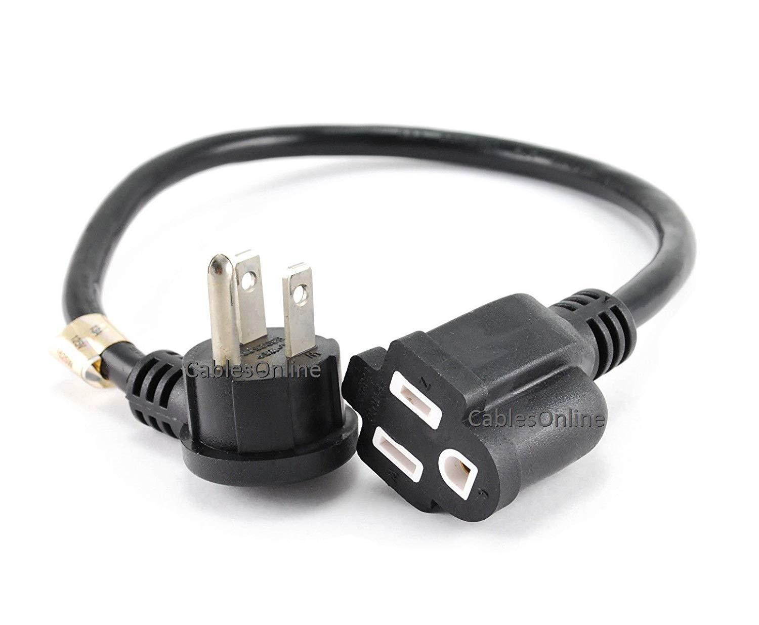 CablesOnline 12in Flat Plug Power Extension Cord / Cable, NEMA 5-15P to 5-15R (5 Pack) (PC-S0412-5)