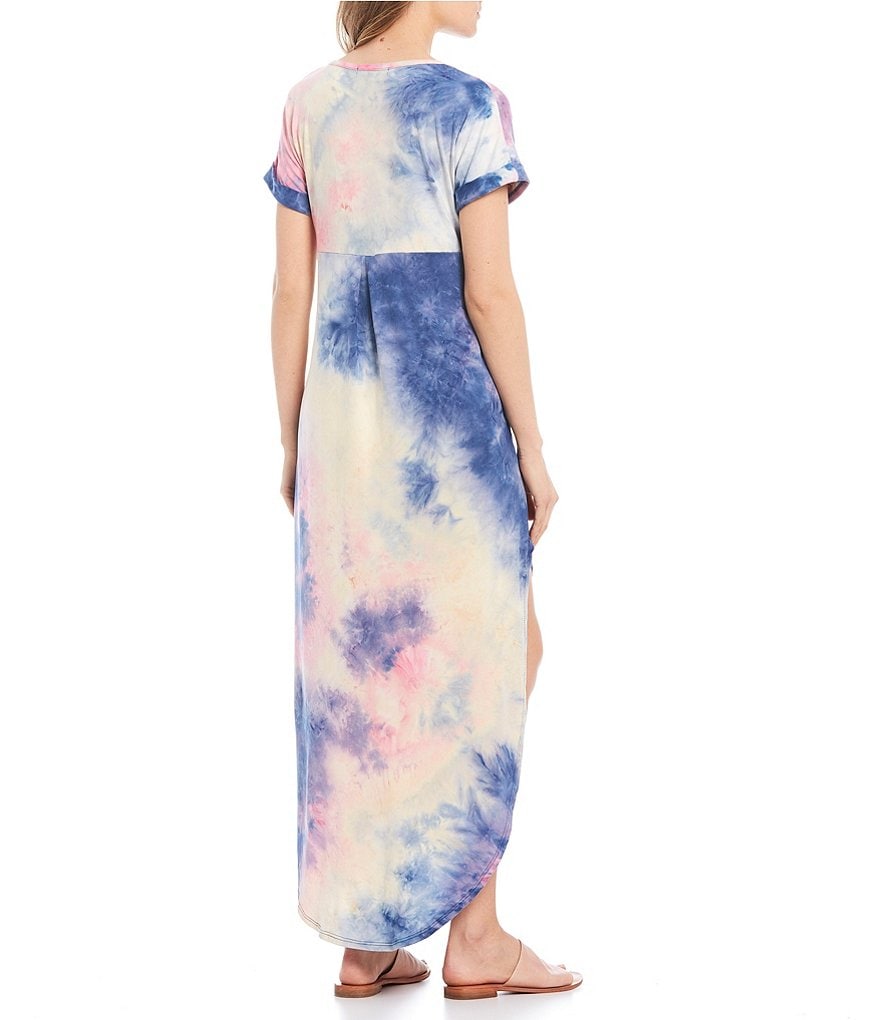 Stilletto's Tie Dye V-Neck T-Shirt Maxi Dress