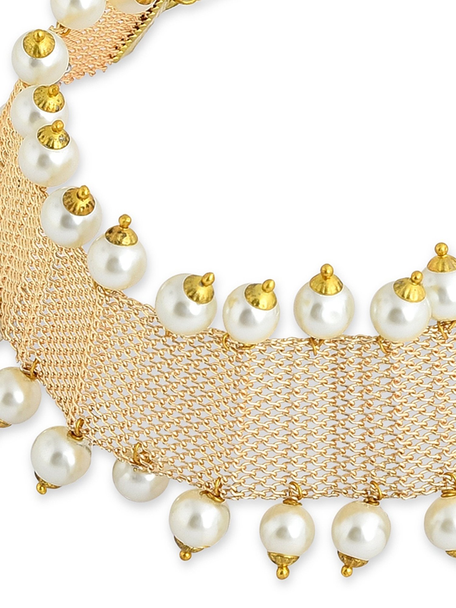 Zaveri Pearls Gold Tone Ethnic Pearls Choker Necklace & Earring Set-ZPFK10416