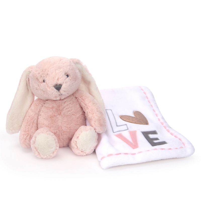 Lambs & Ivy Blanket & Plush Luxury Newborn Baby Gift Set - Pink Bunny