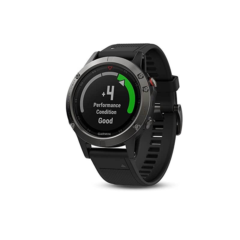 fenix 5, Premium and Rugged Multisport GPS Smartwatch, Slate Gray with Black Band, Renewed