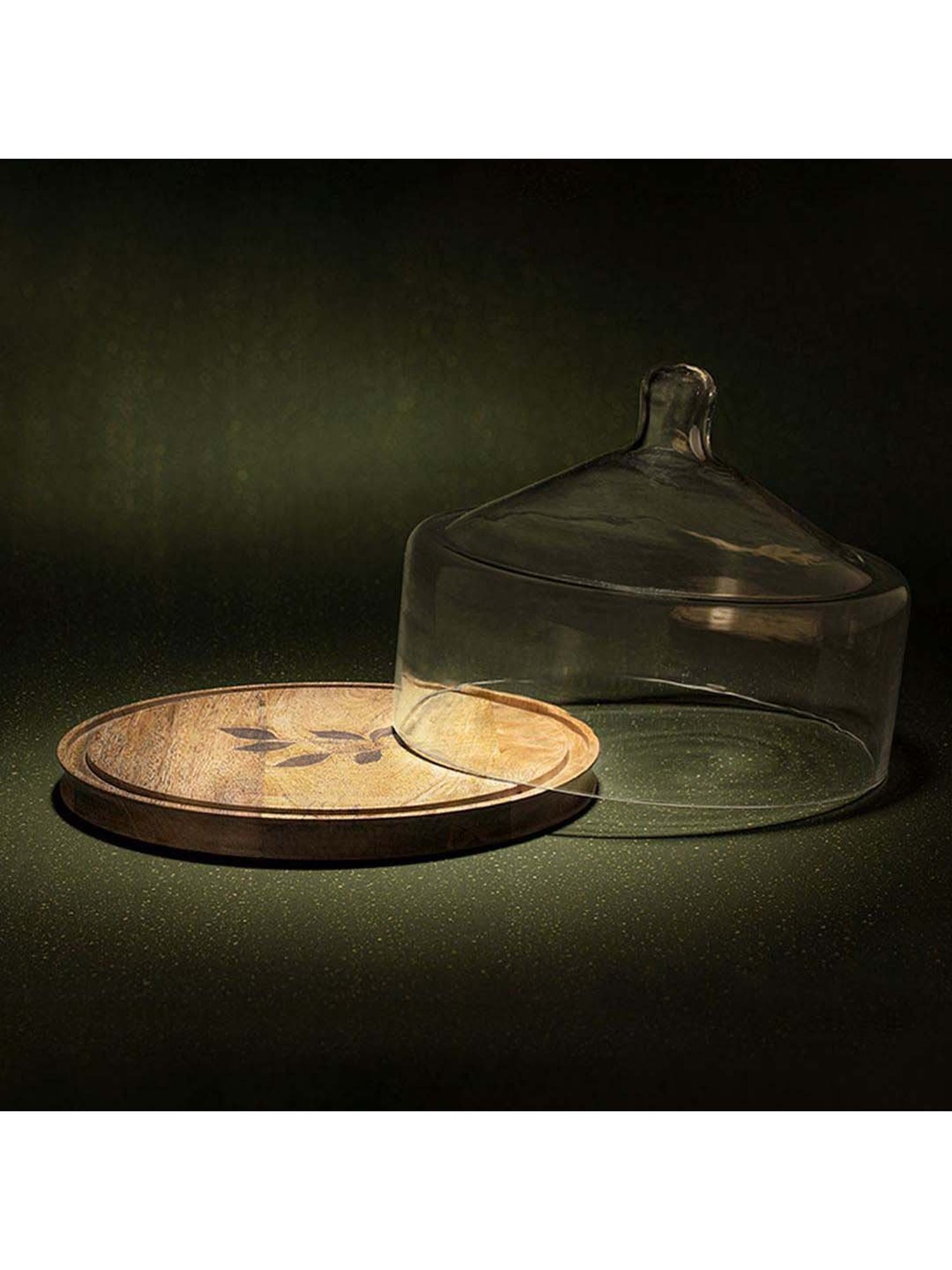 ellementry Transparent Glass Cloche with Base - Set of 1