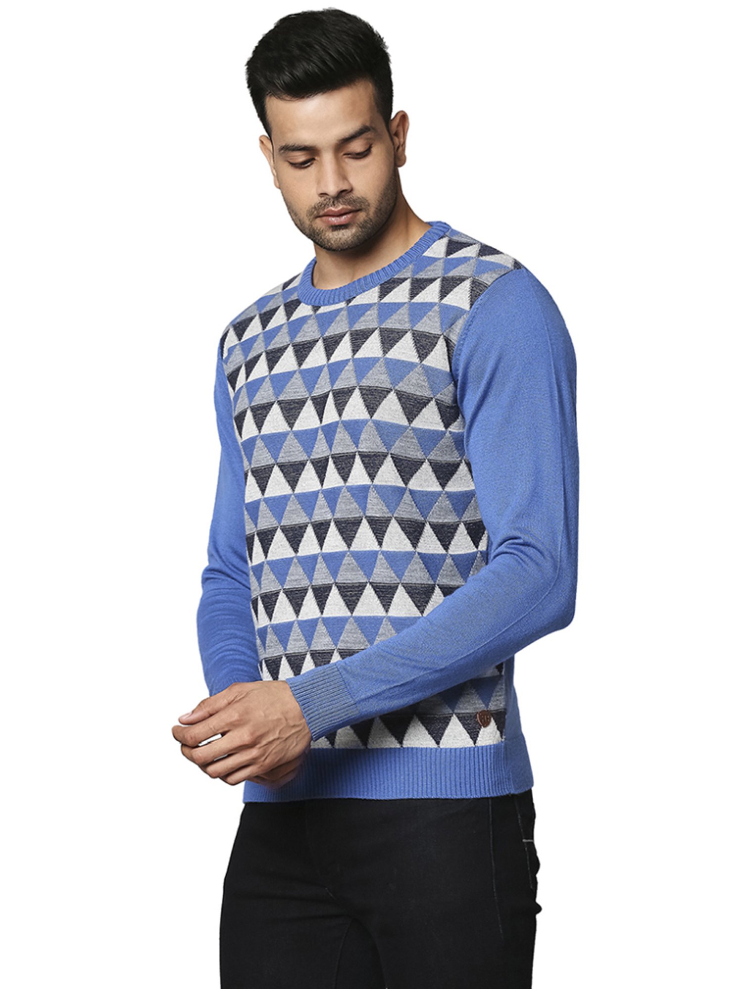 Raymond Blue  Regular Fit Argyle Sweaters