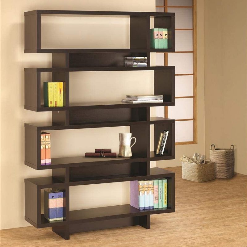 Coaster Home Furnishings 4 Tier Open Back Home Display Bookcase Storage Shelf for Living Room or Bedroom Organization, Cappuccino