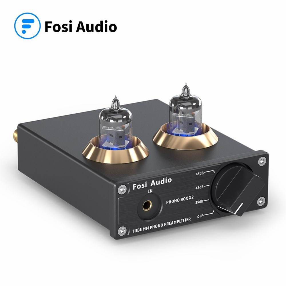 Fosi Audio Phono Preamp for Turntable Preamplifier MM Phonograph Preamplifier with Gain Gear Mini Stereo Audio Hi-Fi Pre-Amplifier for Record Player with DC 12V Power Supply Box X2