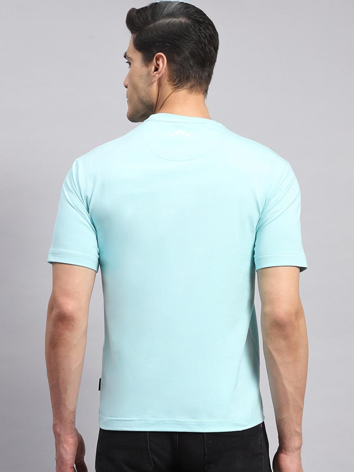 Rock.it Turquoise Blue Cotton Regular Fit Printed T-Shirt