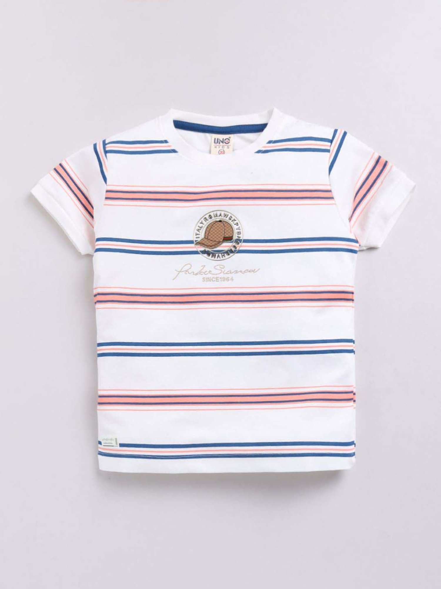 UNO KIDS Boys Peach & White Striped Top & Short sets