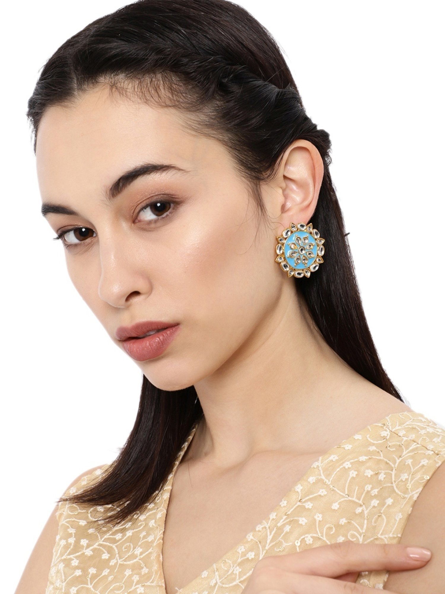 Sri Jagdamba Pearls Black Rosy Pearl Drop Earrings