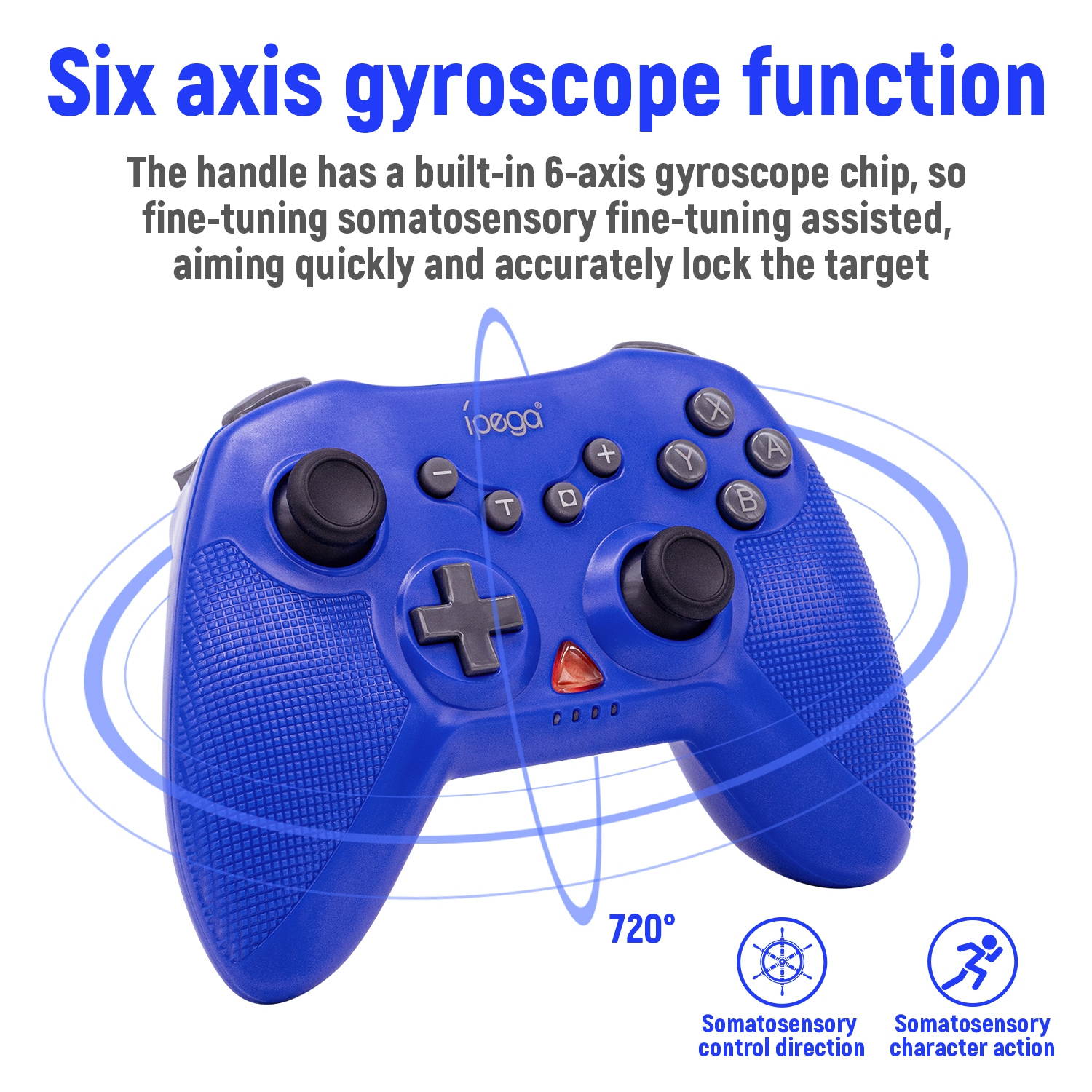 iPega PG-SW020C Wireless Controller Bluetooth Gamepad for Nintendo Switch/Switch Lite/Android/PS3/Window PC - Blue