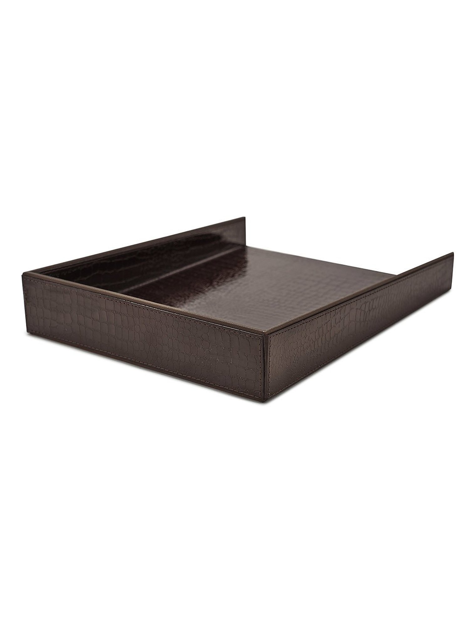Pure Home and Living Brown Leather Textured Paper Tray