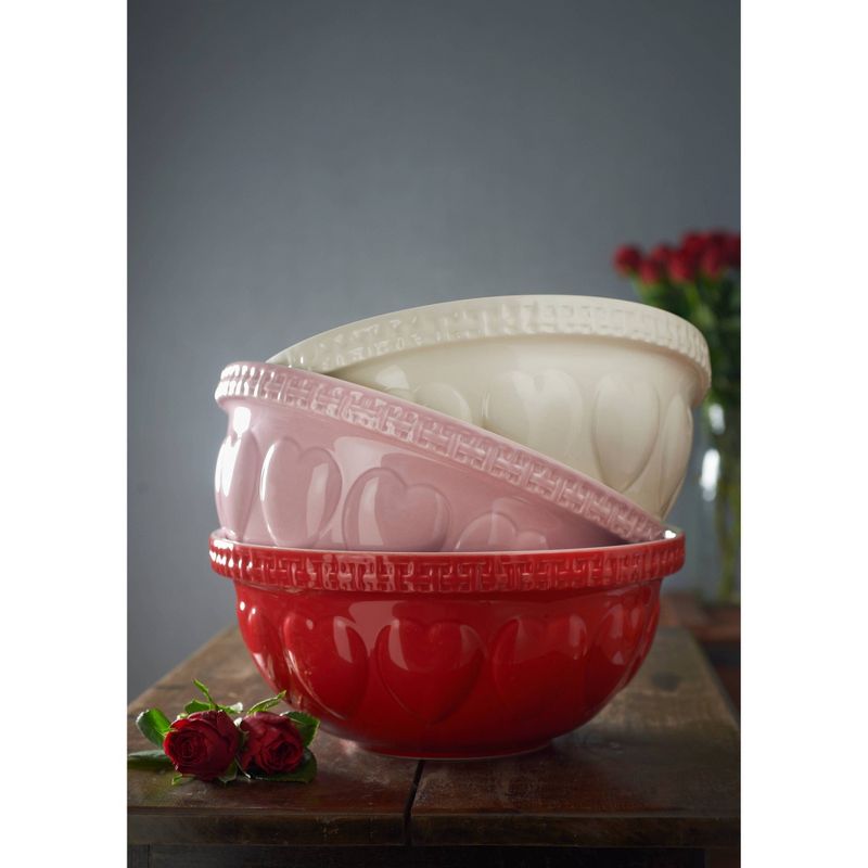 Mason Cash 135oz Earthenware Hearts Mixing Bowl Red