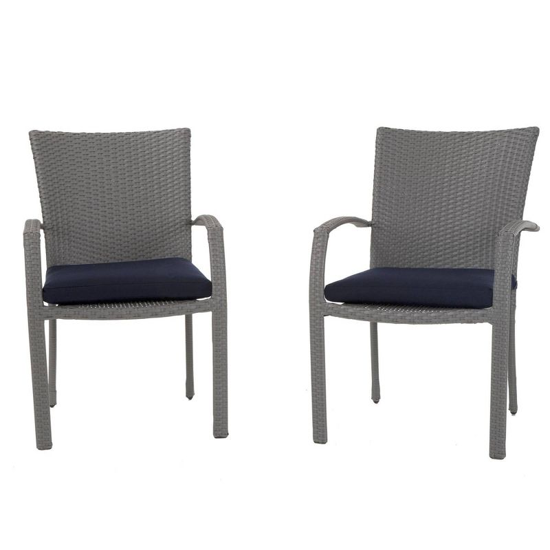 6pk Lakewood Ranch Steel and Wicker Patio Dining Chairs Gray/Blue - Room & Joy