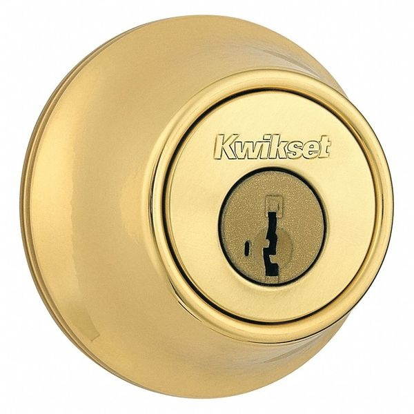 Kwikset Polished Brass Single Cylinder Deadbolt with SmartKey Security