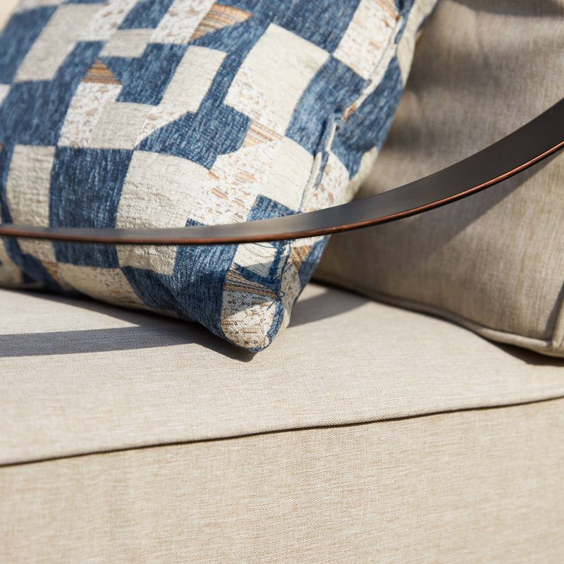 3pc Patio Steel Patio Seating Sets Cream - Lokatse