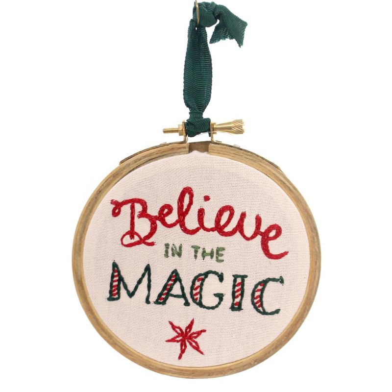 Christmas Believe Magic Hoop Stitchery Holiday  -  Tree Ornaments