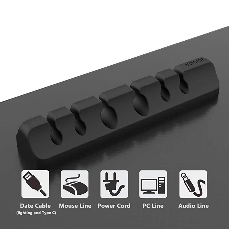 Cable Clips 6PCS Wall Wire Holder Desk Desktop Cord Management Charging USB Cable Organizer Black DM03