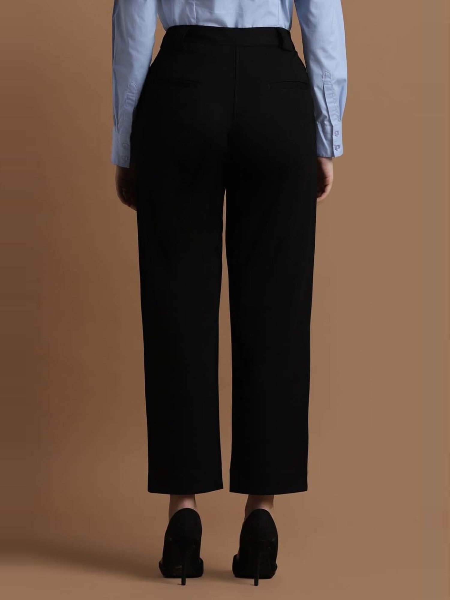 Allen Solly Black Mid Rise Formal Trousers